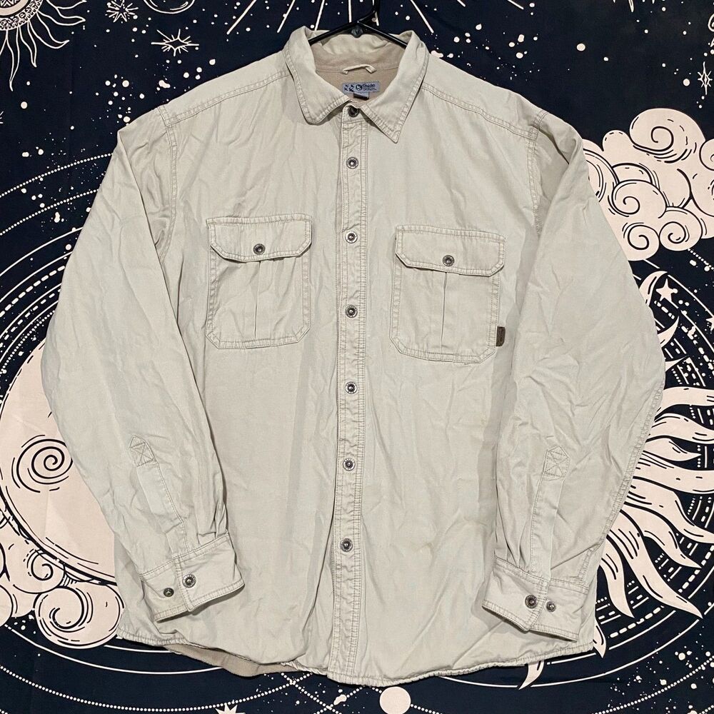 Guide Series Shirt Jacket Men's L Beige Cotton Button-Up Sherpa Lined Fishing